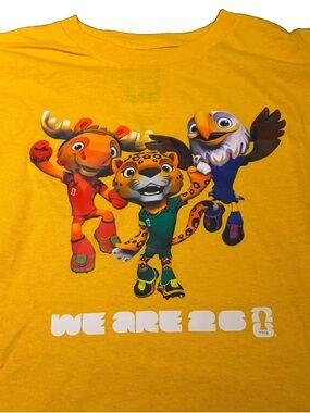 FIFA Soccer World Cup T-Shirt with
Mascot's/US/CAN/Mex on Front Lg Yellow